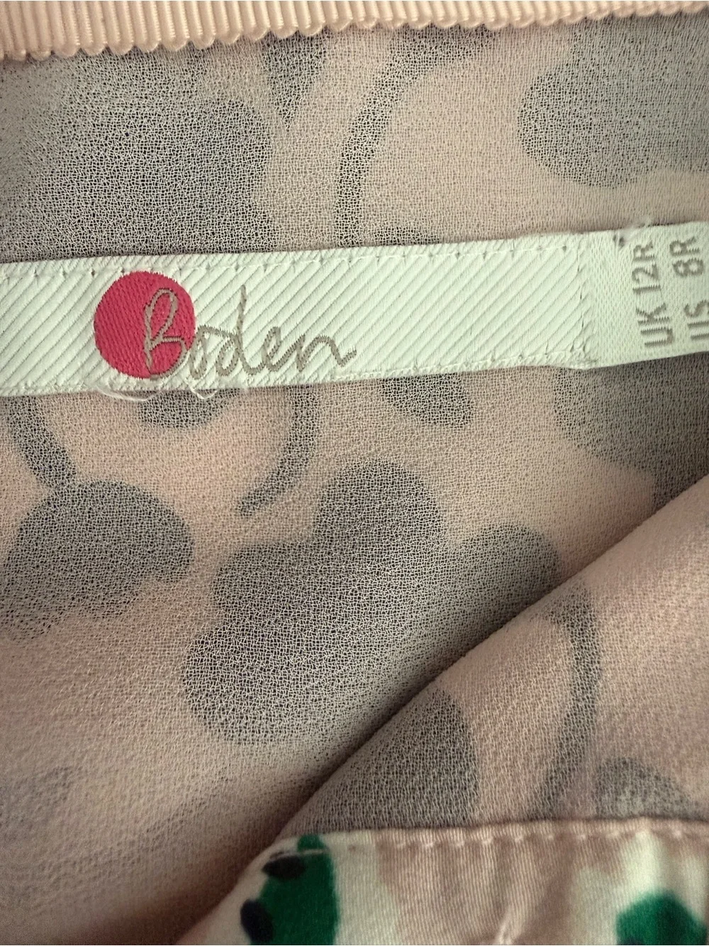 Boden Sybil Long Sleeve Floral Midi Dress Pink Green Button Collared Size‎ 8
